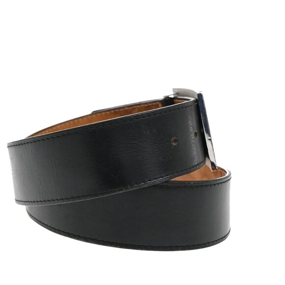 LOUIS VUITTON Logo Ceinture Jeans Belt Leather Black Silver M6812 Spain 67FB829 - Picture 4 of 16